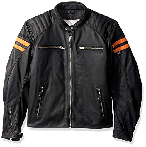 Joe Rocket Classic 92' Men's Leather Jacket (Black/Orange, Large)