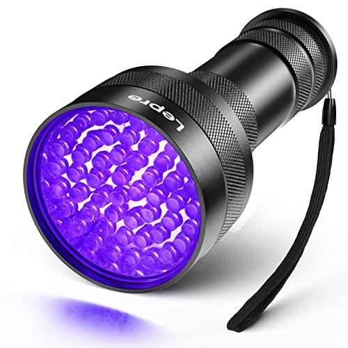 Lepro UV Flashlight Black Light, 51 LED UV Light Handheld Blacklight, 395nm Detector for Pet Urine, Stains, Bed Bug and Scorpions, Battery Not Included