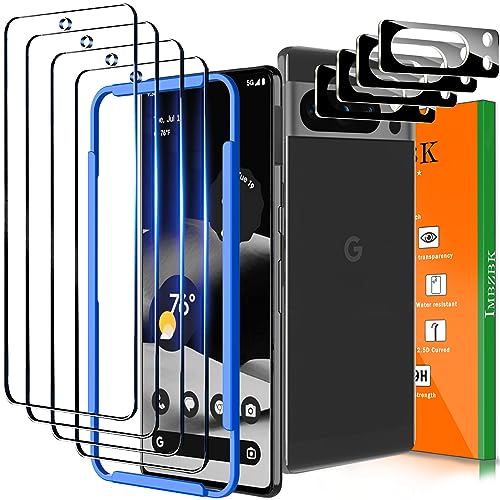 IMBZBK 4 Pack Screen Protector for Google Pixel 8 Pro Tempered Glass with 4 Pack Camera Lens Protector, Accessories 9H Anti Scratch for Pixel 8 Pro, Supports Fingerprint, Case Friendly, Transparent