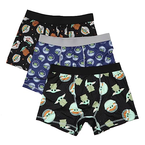 Bioworld Star Wars Mandalorian Baby Yoda Character Mens 3pk Boxer Briefs Set-M Black