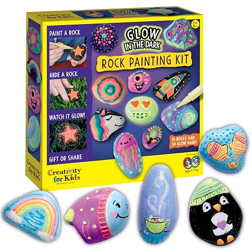 Creativity for Kids Glow in the Dark Rock Painting Kit: Crafts for Kids Ages 4-8+, Painting Rocks Arts and Crafts, Kids Gift
