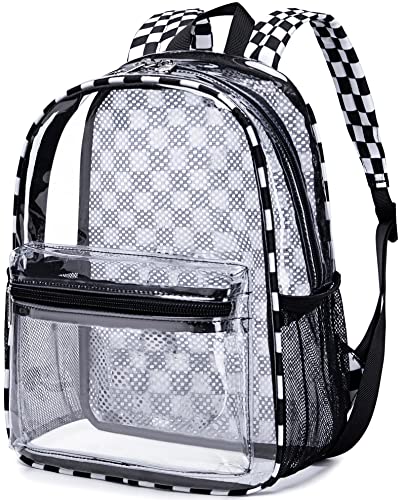 Clear Mini Backpack Stadium Approved 12x12x6 Small Transparent Backpacks Plastic See Through Bag for Work Festival Security Travel
