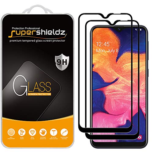 Supershieldz (2 Pack) Designed for Samsung (Galaxy A10E) Tempered Glass Screen Protector, (Full Screen Coverage) Anti Scratch, Bubble Free (Black)
