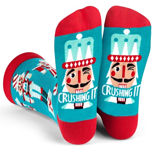 Lavley Crushing It Nutcracker Socks - Funny Christmas Stocking Stuffer For Men, Women and Teens
