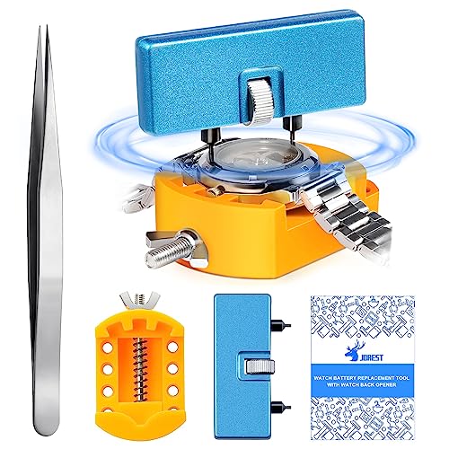 JOREST Watch Battery Replacement Tool Kit, Watch Wrench Back Remover for Rotate Open Watch Cover, Watch Case Opener Set with Watch Back Remover Holder, Only for One Type of Watch