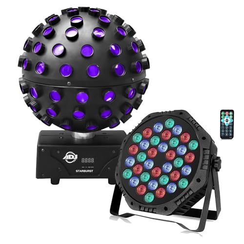 American DJ Starburst RGBWA+UV LED Sphere Effect, ZKEEZM 36 Led Stage Bundle