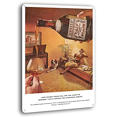 Tin Sign Metal Poster Plate of Hennessy Cognac Brandy Luxury Spirit Decor Sign 8 x 12 inches