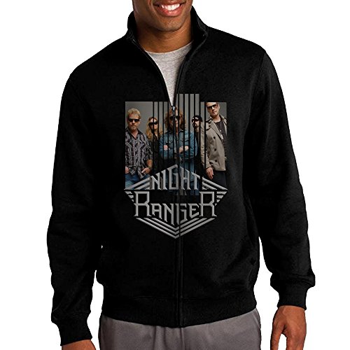 NHJH Men's Night Ranger Zip-Front Sweatshirt Jackets Black Size S