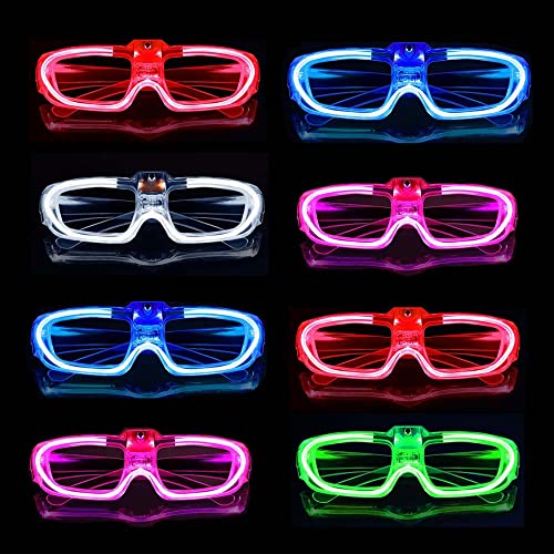 Zloveleexr 25 Packs LED Glasses New Years Eve Christmas Party Supplies,5 Neon Colors,3 Light Modes Light up Glow Sticks Glasses Toys Party Supplies for kids Adults Glow Glasses Fit Carnival Party