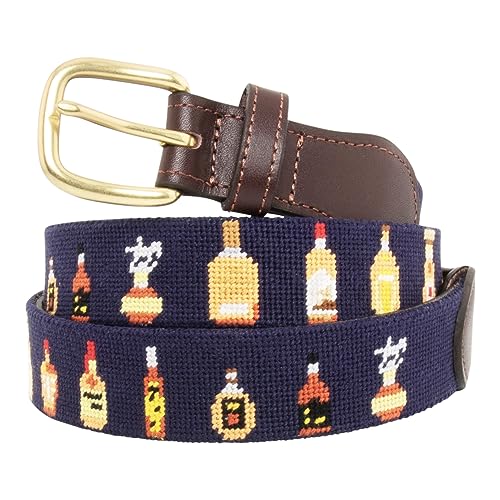 Huck Venture Bourbon Bottle Needlepoint Belt with Leather Backing (38, Bourbon)