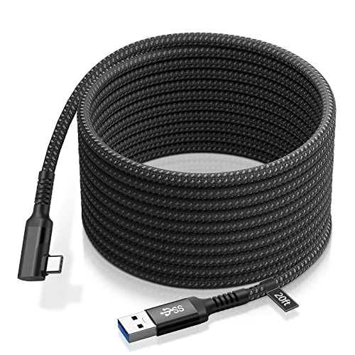 Miaeueu Link Cable 20FT Compatible for Oculus/Meta Quest 2/3/Pro, Nylon Braided USB 3.2 Type A to C Long Cable Accessories for VR Headset Gaming PC/Steam VR, High Speed Data Transfer Charging Cord