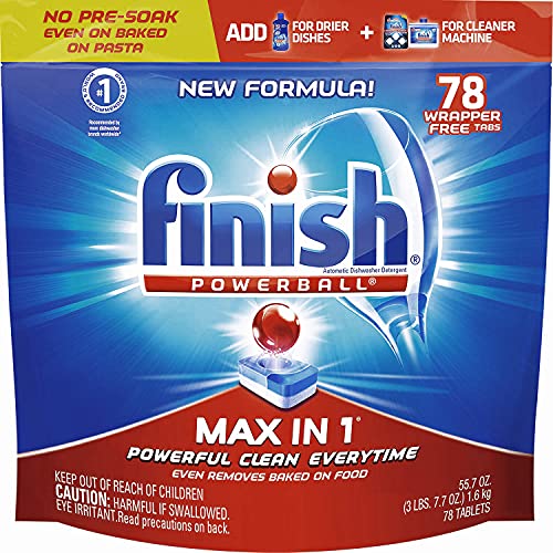 Finish - Max in 1 Dishwasher Detergent - Powerball - Dishwashing Tablets - Fresh, 78 Count