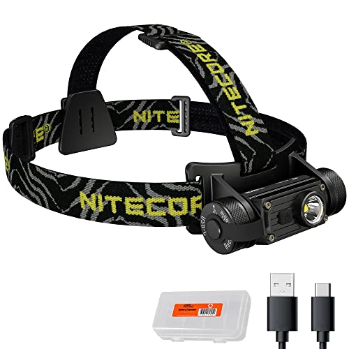 Nitecore HC60 v2 Headlamp, 1200 Lumen LED USB-C Rechargeable with LumenTac Organizer (Cool White)
