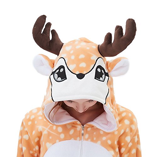 ABENCA Kids Deer Onesie Reindeer Costume Animal Girls Pajamas Christmas Halloween Cosplay Sleepwear.Dear.140
