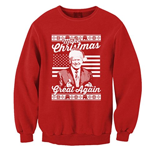FreshRags Make Christmas Great Again Trump Ugly Sweater Men's Sweatshirt XL Red