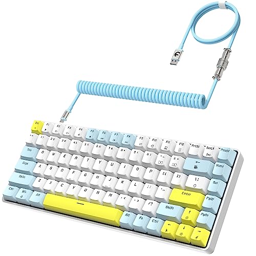 ZIYOU LANG RK-K84 Wired 75% Mechanical Gaming Keyboard Hot Swappable with Rainbow LED Backlit Anti-ghosting TKL 84 Key Custom Coiled C to A Cable Linear Red Switch for PS4 PS5 Xbox PC Mac Gamer(Lemon)