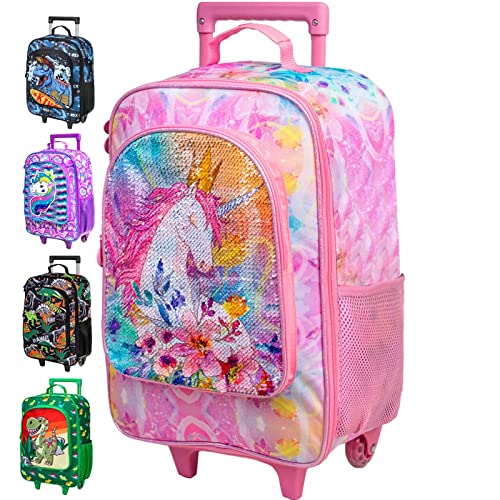 Kids Luggage for Girls, Cute Unicorn Rolling Wheels Suitcase for Toddler Children