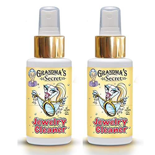 Grandma's Secret Jewelry Cleaner - Gold and Silver Jewelry Cleaner - Toxin and Chemical-Free Jewelry Cleaning Solution - Jewelry Cleaner Liquid for Office and Home Use - 3-Ounce Anti Tarnish Spray, 2 Pack