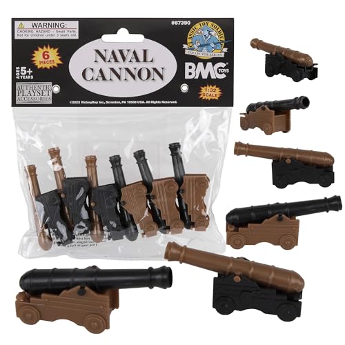 BMC CTS Naval Cannon Artillery - 6pc Black & Bronze Plastic Army Men Accessories