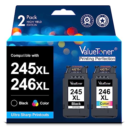 Valuetoner 245XL 246XL Ink Cartridge Combo Pack Replacement for Canon PG245XL CL246XL PG243 CL244 for Pixma TR4520 TR4527 MG2522 MG2520 MX490 MX492 TS202 TS302 TS3320 MG2920 Printer (Black,Color)