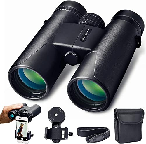 Slokey 10x42 Binoculars - Professional and powerful binoculars for long distances. Lightweight and waterproof, BaK4 prisms and FMC. Ideal for hunting, astronomy, birdwatching, and camping.