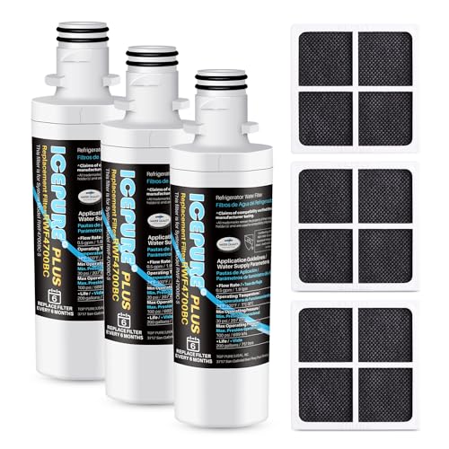 ICEPURE PLUS ADQ747935 NSF 53&42 Certified Replacement for LG LT1000P MDJ64844601, Kenmore Elite 9980, LT1000PC ADQ74793501 LT1000 RWF4700BC 4700AC Refrigerator Water and LT120F Air Filter,3Combo