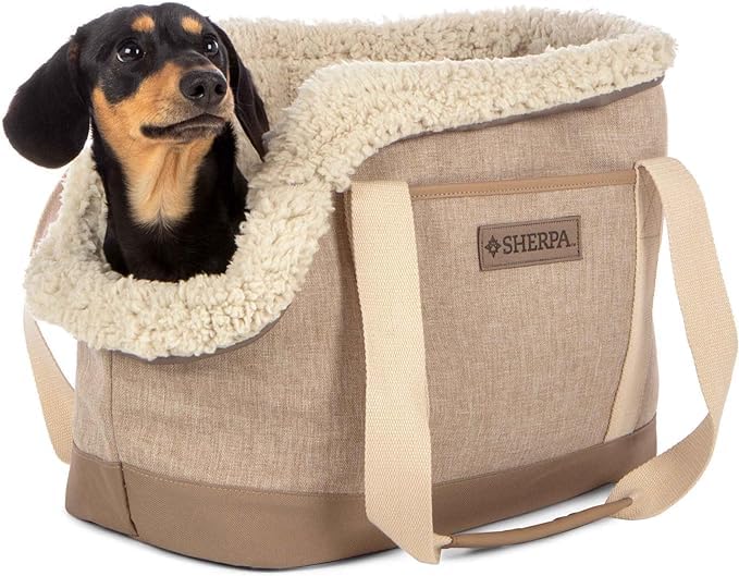 Sherpa Tan Luxe Tote Fashionable Pet Carrier, Medium
