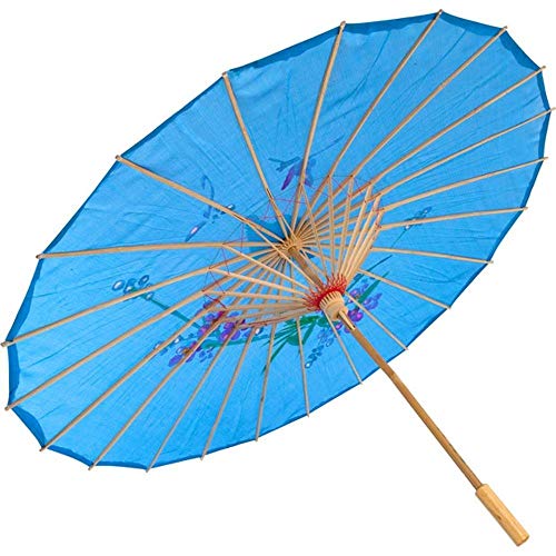 JapanBargain 2178, 22' Chinese Parasol Japanese Wagasa Sun Shade Umbrella Beach Umbrella for Cosplay Photography Dancing Wedding Party and Home Decoration, Kids Size, Blue Color