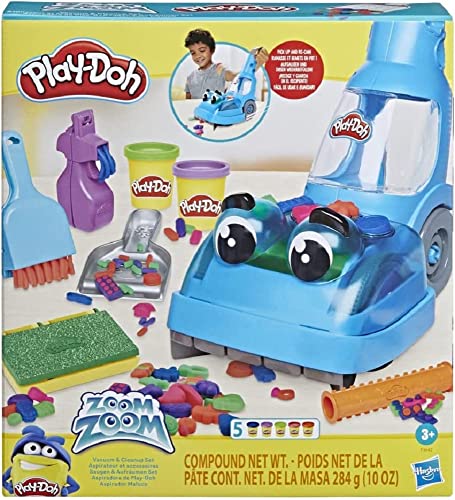 Play-Doh Zoom Vacuum and Cleanup Toy, Kids Cleaner with 5 Cans