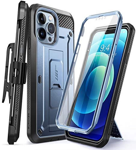SUPCASE Unicorn Beetle Pro Series Case for iPhone 13 Pro (2021 Release) 6.1 Inch, Built-in Screen Protector Full-Body Rugged Holster Case (Cerulean)