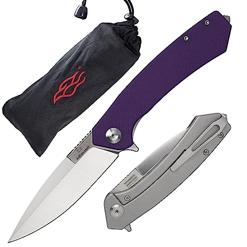 Firebird GANZO Adimanti Skimen Pocket Folding Knife G10 Handle with Clip and Glass Breaker D2 Steel Blade Hunting Fishing Camping Outdoor EDC Knife (Purple)