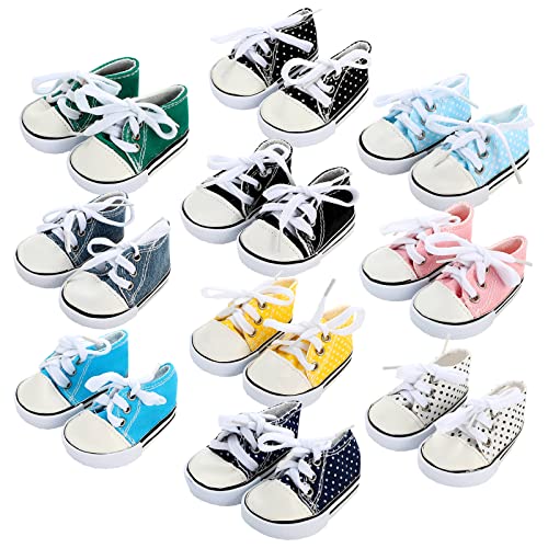 SOTOGO 10 Pairs of 18 Inch Doll Shoes Fits for American 18 Inch Doll Include Canvas Sneakers Tennis Shoes