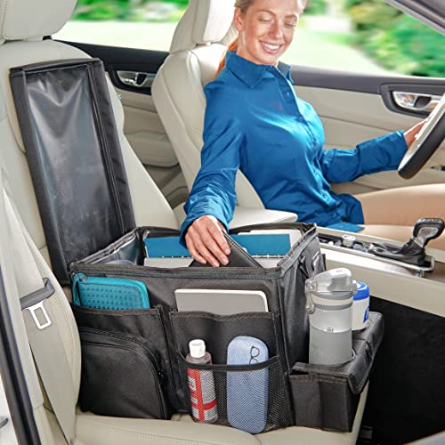 High Road Large CarHop Car Seat Organizer for the Front or Back Seat for Kids and Adults with Cup Holder Tray, Side Pockets and Cooler Compartment