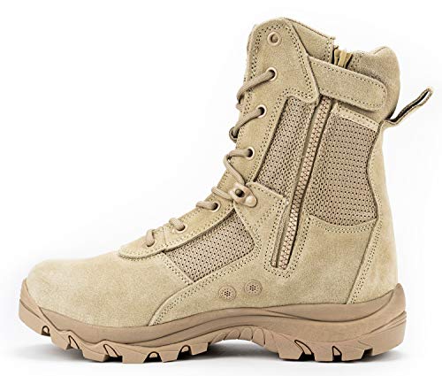 RYNO GEAR CoolMax Tactical Combat Work Utility Men's Militry Boots (8' Beige, us_footwear_size_system, adult, men, numeric, medium, numeric_11)