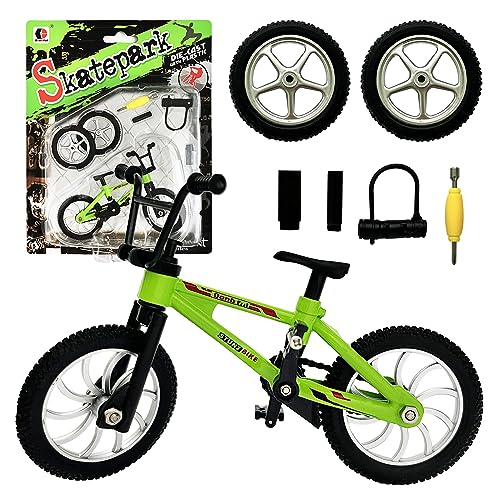 Metal Finger Bike Mountain Bike Toys Functional Kids Finger Bicycle Mini Finger BMX Set Gift for Kid (Green)