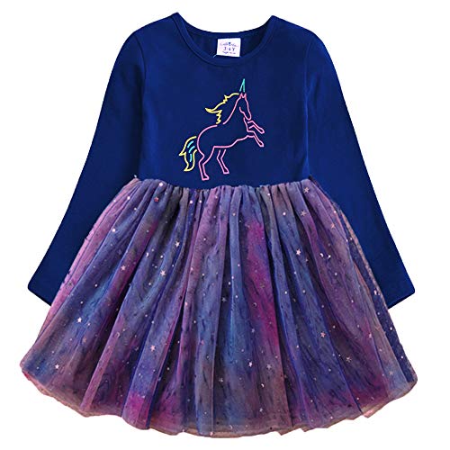 DXTON Baby Girl Tutu Winter Long Sleeves Dresses Flower Toddler Outfits LH4993-6T