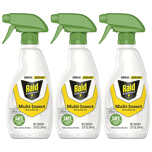 Raid Essentials Multi-Insect Killer Spray Bottle, Child and Pet Safe, for Indoor Use, 12 oz (Pack of 3)