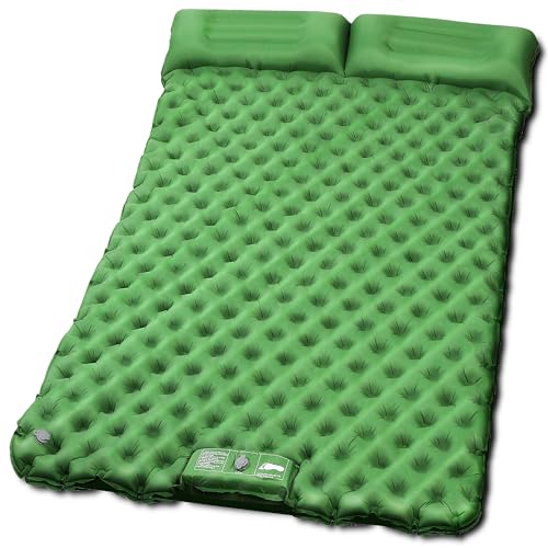 SORANGEUN Deluxe 2-Person Sleeping Pad for Camping, Double Ultra-Light Inflatable Camping Mattress with Pillow, Built-in Foot Pump for Backpacking, Hiking & Travel - includes Carry Bag & Repair Kit