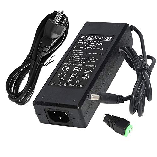 IEIK 12V 8A 96W Power Supply Adapter AC to DC Converter Charger AC 110V ~ 240V to DC 12V 8Amp Transformer for Water Pump, CCTV, Computer Project