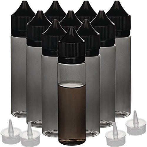 10pcs empty 60ml PET liquid bottle Unicorn dropper bottle DIY liquid bottle (All Black transparent, 60ML X 10PCS)