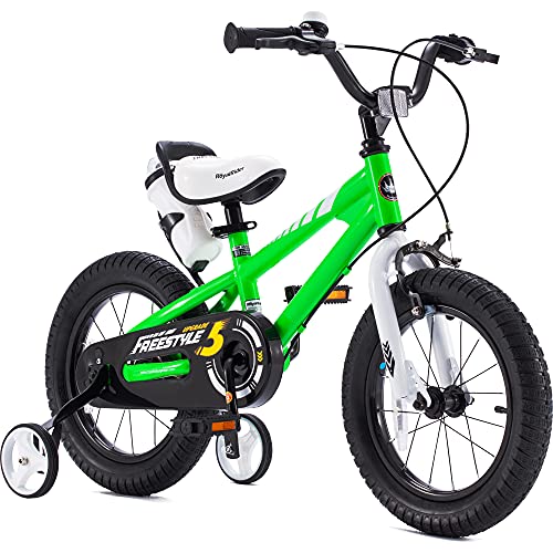 Royalbaby Freestyle 2 Handle Brakes Kids Bike Boys Girls 16 Inch Childrens Bicycle BMX with Training Wheels Age 4-7 Years, Green