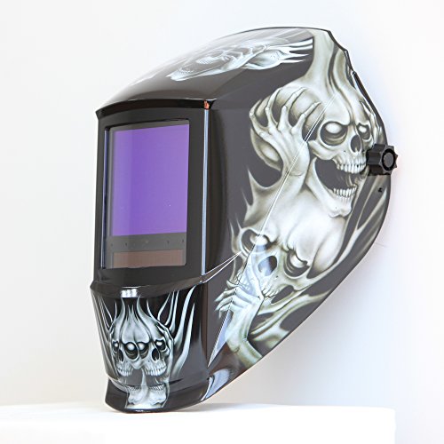 Antra AH7-860-6218 Solar Power Auto Darkening Welding Helmet AntFi X60-8 Jumbo Viewing Size 3.78'X3.5' Variable Shade 4/5-9/9-13 with Grinding Feature Extra lens cover Good for TIG MIG MMA Plasma