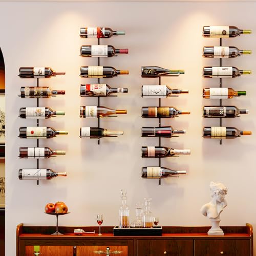X-cosrack 12 Bottle Wall Mounted Wine Rack, Adjustable Tier Wall Hanging Wine Holder, Detachable Wine Storage Organizer Used As One or Four, for Dining Room, Bar, Wine Cellar