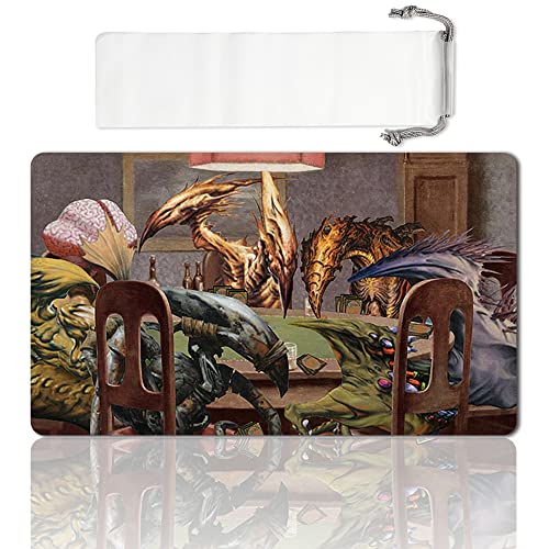 LIUYANZE Board Game TCG Playmat Table Mats Games Size 60X35 cm Mousepad Compatible for MTG RPG CCG Trading Card Game Play mats (SLIVERS-Playing-Poker) (20211206)