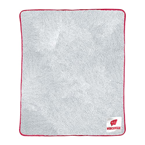 Northwest NCAA Silk Sherpa College Throw Blanket - Super Soft & Fluffy - 60' x 50' - Experience Ultimate Comfort and Coziness (Wisconsin Badgers - Red)