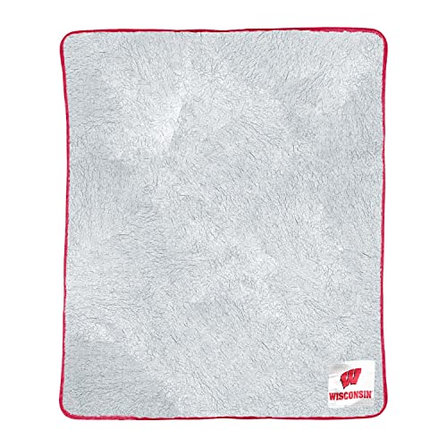 Northwest NCAA Silk Sherpa College Throw Blanket - Super Soft & Fluffy - 60' x 50' - Experience Ultimate Comfort and Coziness (Wisconsin Badgers - Red)