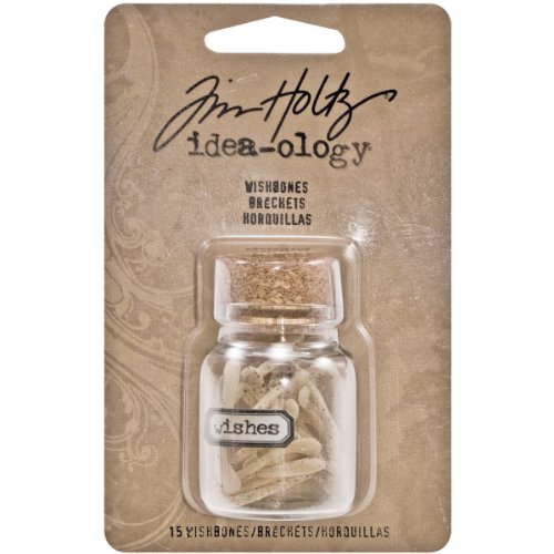 Tim Holtz Idea-ology Resin Wishbones, 1 x 5/8 Inch, 15 in Corked Vial, TH93071