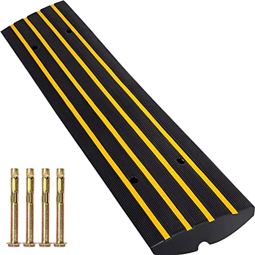VEVOR Rubber Curb Ramp for Driveway 1 Pack, 15T Heavy Duty Sidewalk Curb Ramp, 2.6' Rise Height Cable Cover Curbside Bridge Ramp for Garage for Low Cars, Wheelchairs