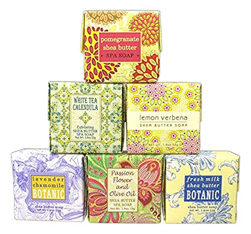 Bundle of 6 Greenwich Bay Trading Co. Soaps - 1.9oz Soaps in The Following Scents: Fresh Milk, Lemon Verbena, White Tea Calendula, Lavender Chamomile, Pomegranate Shea Butter, and Passion Flower and Olive Oil