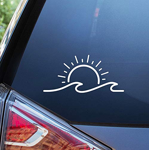 Sunset Graphics & Decals Sun and Wave Decal Vinyl Car Sticker | Cars Trucks Vans Walls Laptop | White | 7 inches | SGD000243